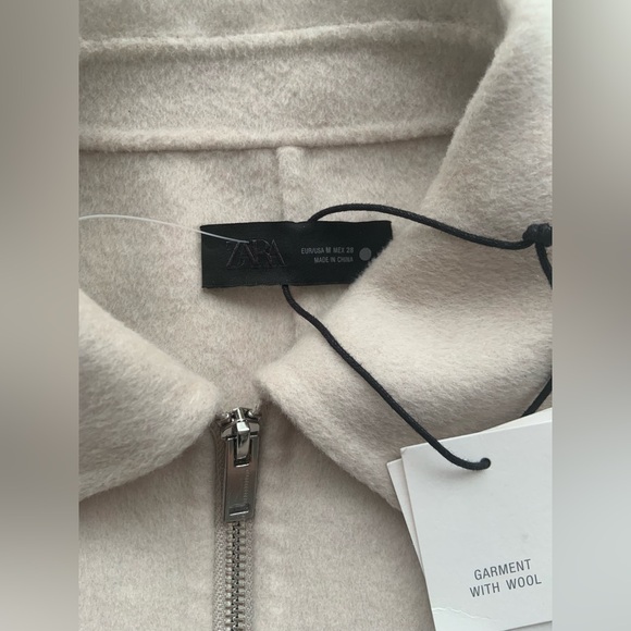 Zara Women's Collection Beige Zip-Up Jacket NWT Wool - Picture 4 of 12